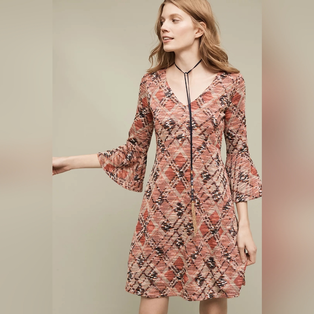 Maeve Anthropologie Erina Bell Sleeve Knit Swing Dress in S